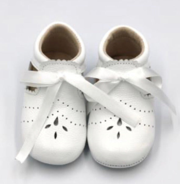 Shoes | ‘Charlotte’ Girls White Ribbon Shoe Hard Sole