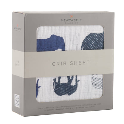 Blue Elephant Crib Sheet