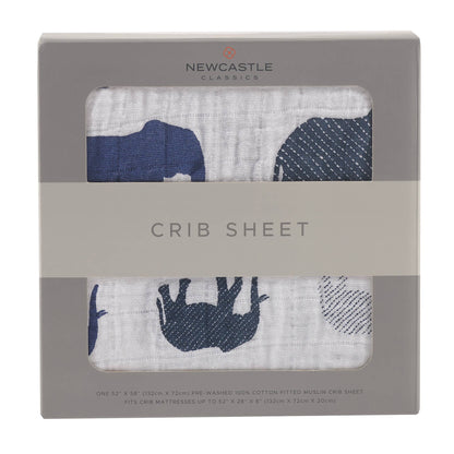 Blue Elephant Crib Sheet