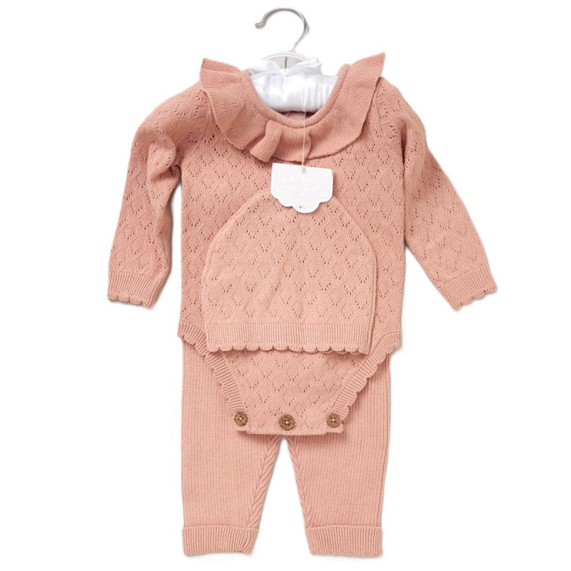 Knitted 3 piece set | Baby Pink