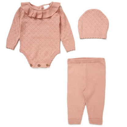 Knitted 3 piece set | Baby Pink