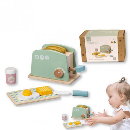 Wooden Toy Kitchen Toaster Set