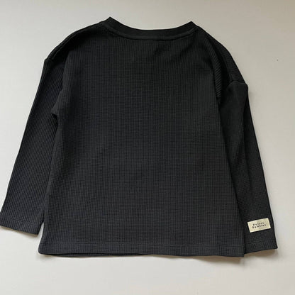 Long Sleeve Waffle Top Charcoal