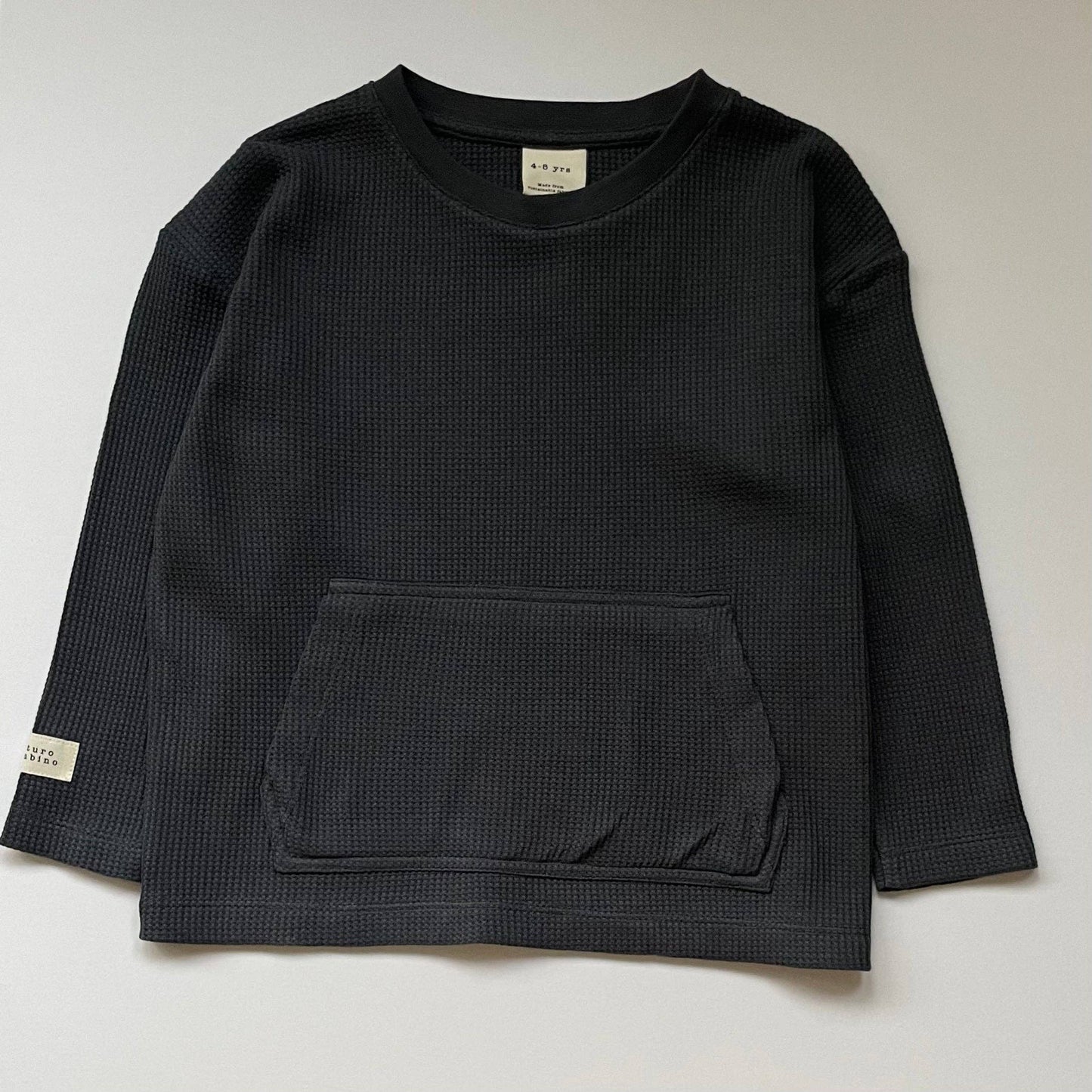 Long Sleeve Waffle Top Charcoal