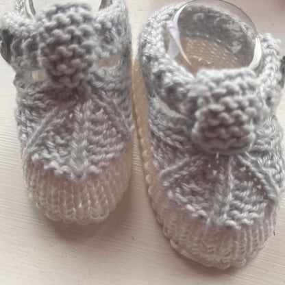 Baby Booties | Grey White T Bar