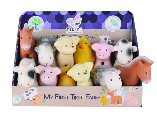 My 1st Tikiri Farm Animal – Natural Rubber Rattle and Bath Toys  No